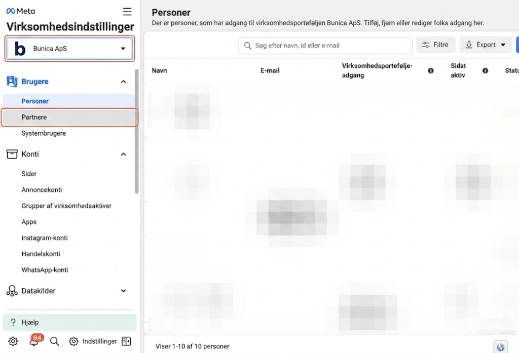 Meta Business – adgang via Partnere