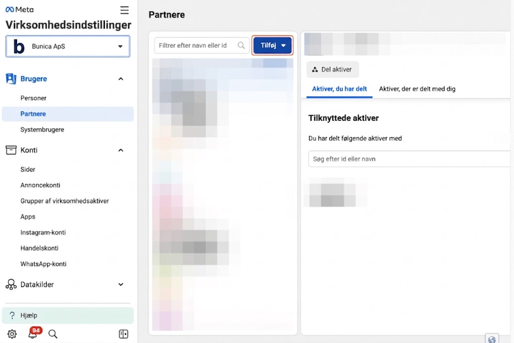 Meta Business – klik på Tilføj