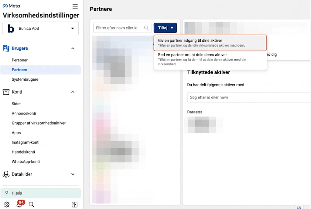 Meta Business – giv partner adgang